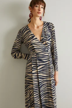 Abito in crépe animalier - Beige Blu