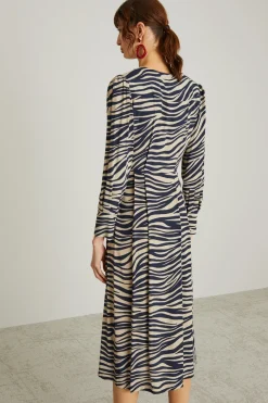 Abito in crépe animalier - Beige Blu