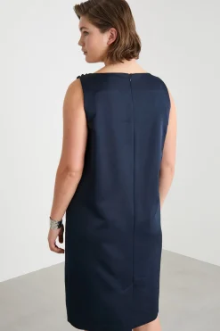 Abito in duchesse con ricami - Blu