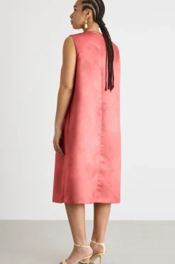 Abito in duchesse con stampa - Rosa