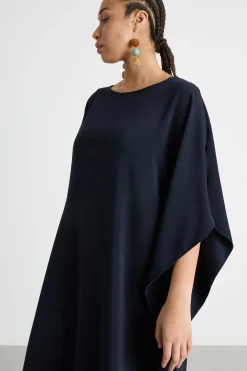 Abito in georgette con balza laterale - Blu