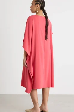 Abito in georgette con balza laterale - Rosa