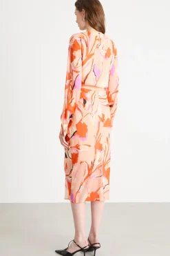 Abito in georgette con cut-out - Rosa Arancione