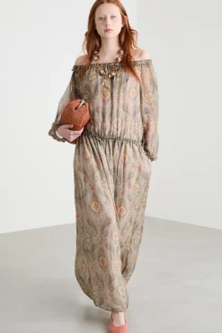 Abito in georgette fantasia - Beige