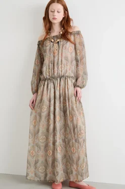 Abito in georgette fantasia - Beige