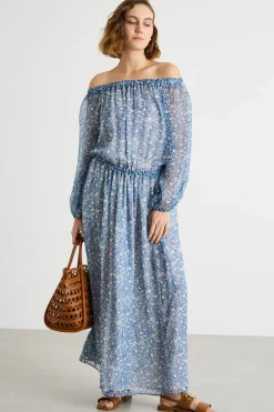 Abito in georgette fantasia - Blu