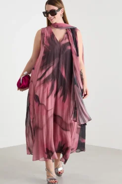 Abito in georgette plissé - Rosa
