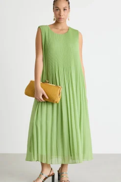 Abito in georgette plissé - Verde