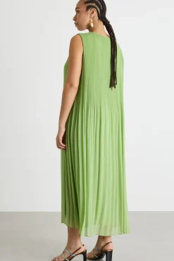 Abito in georgette plissé - Verde