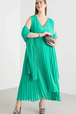 Abito in georgette plissé - Verde
