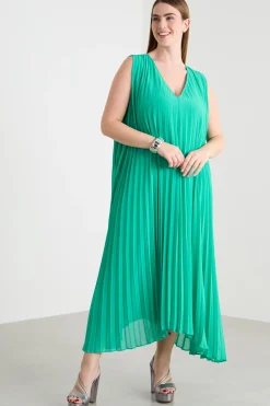 Abito in georgette plissé - Verde