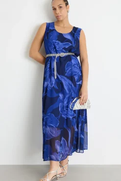 Abito in georgette stampata - Blu