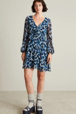 Abito in georgette stampata - Blu