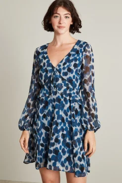 Abito in georgette stampata - Blu