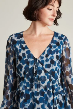 Abito in georgette stampata - Blu