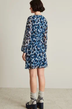 Abito in georgette stampata - Blu