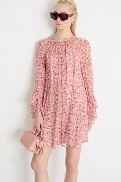 Abito in georgette stampata - Rosa