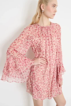 Abito in georgette stampata - Rosa