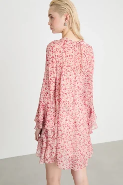 Abito in georgette stampata - Rosa