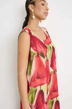 Abito in georgette stampata - Rosa Verde