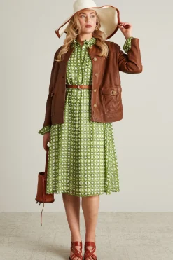 Abito in georgette - Verde Bianco