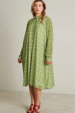 Abito in georgette - Verde Bianco