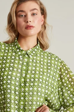Abito in georgette - Verde Bianco