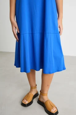 Abito in jersey con balza - Blu