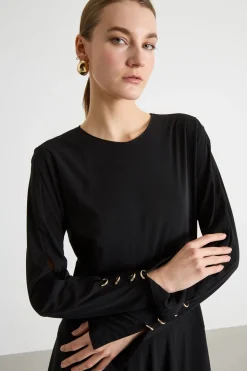 Abito in jersey con cut out - Nero
