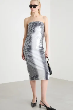 Abito in jersey con paillettes - Argento