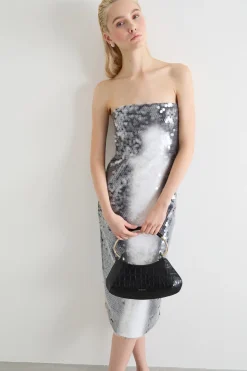 Abito in jersey con paillettes - Argento