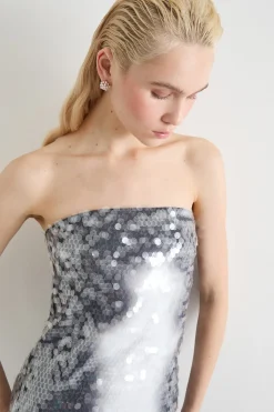 Abito in jersey con paillettes - Argento