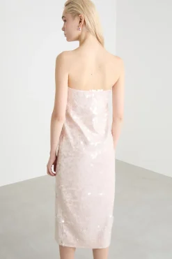 Abito in jersey con paillettes - Avorio Rosa