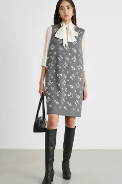 Abito in jersey con paillettes - Grigio