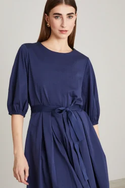 Abito in jersey con pieghe - Blu
