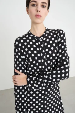 Abito in jersey con spacco - Nero Bianco