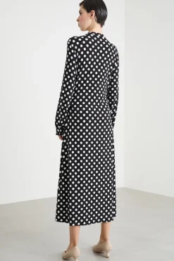 Abito in jersey con spacco - Nero Bianco