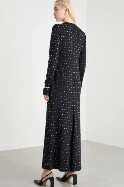 Abito in jersey con strass - Nero