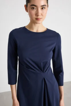 Abito in jersey drappeggiato in vita - Blu
