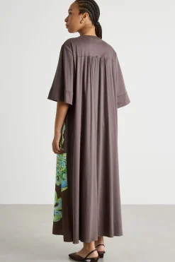 Abito in jersey e twill - Marrone