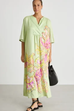 Abito in jersey e twill - Verde