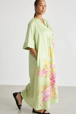 Abito in jersey e twill - Verde