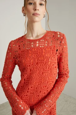 Abito in jersey macramè - Arancione
