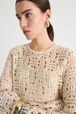 Abito in jersey macramè - Avorio
