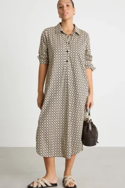 Abito in jersey stampato - Beige Nero