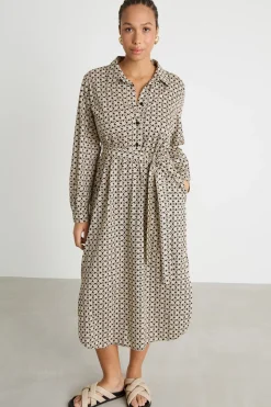 Abito in jersey stampato - Beige Nero