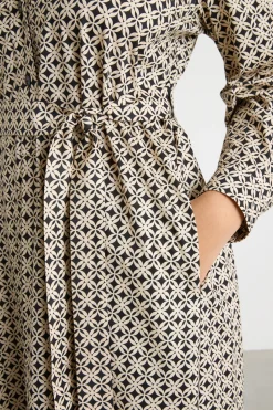 Abito in jersey stampato - Beige Nero