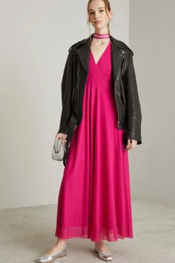 Abito in jersey tulle - Fucsia