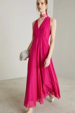 Abito in jersey tulle - Fucsia