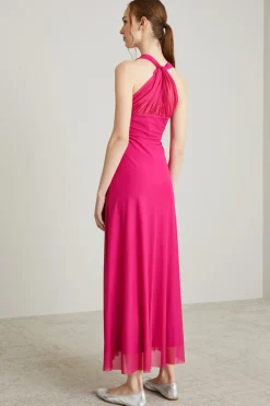 Abito in jersey tulle - Fucsia